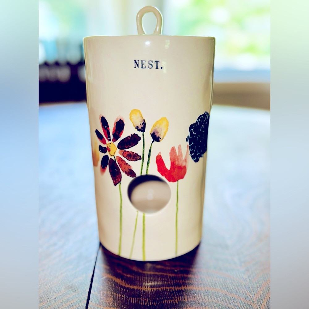 Rae Dunn Watercolor Flowers “Nest.” Collectible Birdhouse…